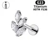 Amazon F136 Zirconia Hoja Aretes al por Mayor Simple Marquisa Fondo Plano Espiral Interno Labio Anillo Piercing Joyería