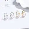 Aretes de Calabaza con Perlas de Agua Dulce para Mujer, Plata 925, Estilo Chino, Elegantes Pendientes de Botón, Lujo Ligero, Joyería de Nicho de Alta Gama