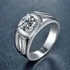 Anillo de negocios para hombre, nuevo, creativo, plateado, estilo coreano, personalidad, moda, chapado en platino, boda, dominante, anillo de diamante, regalo para novio