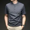 Camisa Polo com gola alta para homens, nova, casual de verão, versátil, seda gelada, sem costura, fina, respirável, manga curta, camiseta top para homens