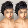 Peluca de Encaje Frontal Amazon Nueva Peluca Europea y Americana Peluca Rizada Pequeña para Mujer Cabello Rizado Multicolor Fibra Química Gorro