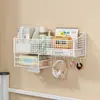 Estante de almacenamiento de pared para dormitorio de estudiantes, estante colgante adhesivo para dormitorio, organizador de pared para mesita de noche/sobre cama, cesta colgante sin perforaciones