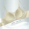 Sutiã de Suporte Macio para Levantar, Estilo Fino, Sem Aro, Renda V-Neck Sem Costura, Efeito Levanta-Busto, Confortável, Anti-Queda, Sutiã com Bojo Fixo