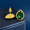 Pedras Preciosas Coloridas Luxuosas e Requintadas em Formato de Gota, Brincos de Cristal Swarovski Transparentes para Mulheres, Elegantes Retrô, Brincos Azul Londres