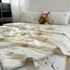 Lençol de Baixo Infantil de Desenho Animado Fresco e Simples para Dormir Nu, Colcha com Ar Condicionado com Borda de Cordão Embutido, Colcha de Verão de Tricô, Colcha Fina, Roupa de Cama