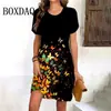 Moda de verão transfronteiriça 2024 estampa digital 3D casual moletom saia de sol manga curta solta comércio exterior produto quente