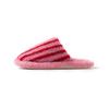 Zapatillas de Algodón de Color Contrastante Amazon Baotou Transfronterizas para Mujer Zapatillas Peludas con Rayas Dopamina para el Hogar Ins Zapatillas de Felpa