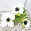 Anémona de 3 cabezas flocada simulada flor de seda Arte Floral púrpura oscuro rojo decorativa flor silvestre erizo de mar garra de cangrejo espinosa arreglo floral de crisantemo