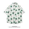 Camisa Vintage Estampada de Manga Curta da Tailândia Marca da Moda Unissex Solta Estilo Havaiano Praia Camisa para Casal Casaco da Moda