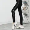Nova Moda Primavera Leggings com Pedras de Diamante Leggings Femininas para Usar por Cima Leggings Quentes com Forro de Lã Tamanho Grande Calças Slim Fit Comprimento no Tornozelo