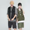 Macacão Colete de Múltiplos Bolsos Colete Roupa Externa Masculina Estilo Ins Hong Kong Jaqueta Fina Verão Tendência Marca Hip-Hop Cor Sólida Top