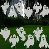 Placa de Jardim de Halloween Mais Vendida Transfronteiriça, Placa Decorativa Assustadora de Fantasma Branco que Brilha no Escuro para Festa de Feriado