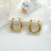 Brincos europeus e americanos de moda transfronteiriça de alto senso, aço inoxidável de ouro 18K, temperamento circular, feminino, todos os brincos de aço de titânio