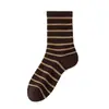 Calcetines Rayados Maillard Nuevos de Otoño e Invierno para Mujer Calcetines de Longitud Media Simples Populares en Internet con Medias Tipo Pantalón de Tiburón