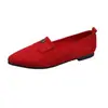 Mocasines Puntiagudos de Camelia Retro para Mujer Ante Corte Bajo Planos Zapatos Individuales Otoño Invierno Commute Transfronterizos Zapatos de Mujer