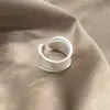 Set de Ornamentos Plisados Ondulados de Diseño de Nicho Pulsera de Puño Ancho Mate de Alta Gama Anillo Abierto Venta al por Mayor