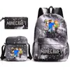 Mi mochila escolar mundial de tres piezas con estampado, gran capacidad, bolsa de lona para computadora para exteriores para estudiantes de secundaria