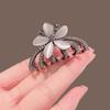 Elegante horquilla de flor de ópalo negra de alta gama para mujer, horquilla de pelo semianudada, pinza de tiburón, pinza superior mediana, accesorio para la cabeza