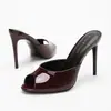 Sandalias de Tacón Alto Peep-Toe de Moda de 10 cm, Tacones Altos de Charol Elegantes y de Lujo Ligero para Mujer, Versátiles para el Uso Diario, Tacones Altos Finos, Transfronterizo