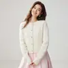 Cárdigan de cachemira para mujer, nueva colección otoño/invierno 2026, suéter de lana de punto trenzado, prenda exterior de corte holgado, top de punto de lana