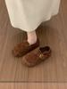 Zapatos Birkenstock Retro de Terciopelo Estilo Coreano para Mujer 2025 Nuevo Estilo Mocasines sin Cordones de Suela Gruesa Zapatos Peludos para Mujer Ropa Exterior de Invierno