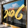 Decoración de Año Nuevo Dorada 2027 Pegatinas Electrostáticas para Vidrio Año del Cordero Pegatinas Creativas para Ventana Decoración de Ambiente para Tienda Diseño de Escena Pegatinas para Ventana