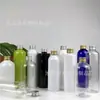 Botella de plástico transparente de 200 ml con tapa de aluminio, botella para líquido transparente, botella para aceite esencial, botella cosmética transparente de PET con tapa de aluminio