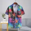 Camisas de manga corta al por mayor, camisas casuales de verano para hombre con estampado de playa de nicho, tops holgados de estilo urbano para pareja de manga corta