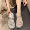 Pantuflas de Estilo Urbano de Alto Valor con Mariposas de Pedrería, Nuevo Estilo de Verano, Diseño Versátil, Zapatos de Plataforma con Suela Gruesa