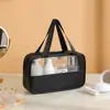 Bolsa de Maquillaje Patchwork Semitransparente de PVC con Manchas Gran Capacidad Bolsa de Tocador PU Impermeable Portátil de Mano Bolsa de Almacenamiento para Viaje