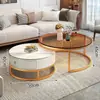 Mesa de centro estilo italiano para sala de estar, uso doméstico, mesa de té moderna minimalista para apartamento pequeño, mesa de centro redonda de vidrio de lujo ligero de moda
