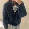 Estilo Dongdaemun coreano de alta gama, diseño de color contrastante, suéter de punto pullover nicho con botones ocultos y dobladillo con cordón
