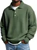 Sitio Independiente Otoño 2025 Nueva Camisa Polo Waffle para Hombre Retro Americano Color Sólido Cuello Polo Top para Hombre