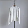 Camiseta Lisa Clássica Slim Fit Gola Redonda Manga Longa Ombro Direito para Mulheres