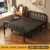 Cama Dobrável Cama de Casal 1,5m Doméstica Simples Reforçada Cama de Solteiro Dormitório de Adultos Aluguel Portátil Placa Dura Cama de Ferro