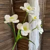 Nova Flor Artificial Tulipa Aberta de Cinco Cabeças Impressa em 3D Decoração de Casa Ornamento para Sala de Estar Arranjo Floral de Casamento