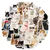 Adesivos de Gatinhos Fofos com Estampas Artísticas, 50/100 Peças, Adesivos Autoadesivos à Prova d'Água de Gatinhos e Filhotes Estilo Doodle para Diários