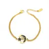 Colar com pingente de estrela e lua em aço inoxidável banhado a ouro 18K para mulheres, pulseira de titânio de luxo leve nicho, temperamento requintado de estrela e lua
