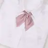 Sueño de conejo electrónico color sólido corbata de lazo jk punta pequeña flor de raíz de loto almidón rojo vino collar de uniforme japonés flor