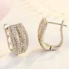 Pendientes de línea en espiral de comercio exterior europeo y americano, pendientes, pendientes, deseo, venta caliente, pendientes de arcoíris de rima de diamantes huecos multicapa llenos