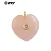 Wt-P2087 Exportación al por mayor Accesorios populares Fluorita Natural Amatista Obsidiana Corazón con Circonita Incrustada Colgante