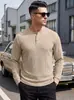 Amazon Transfronterizo Europea y Americana para Hombre Camisa Henley Texturizada Casual Holgada Talla Grande Manga Larga Sudadera Cuello Henley Sudadera