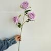 Nova Flor Artificial Rosa Redonda de 3 Cabeças Rosa Flor Decoração Suave Fundo Salão de Casamento Flor de Mesa Flor Decorativa