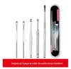 Conjunto completo de colher para limpar ouvidos em aço inoxidável, fivela dupla espiral para limpar ouvidos, ferramenta para remover cera do ouvido, conjunto de ferramentas para limpar ouvidos