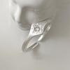 Anillo para Mujer con Estrella de Seis Puntas y Círculo Liso Cepillado, Abierto, Lujo Ligero, Nicho, Alta Calidad, Anillo de Dedo Plata Mate Estilo Simple, Joyería de Nueva Llegada