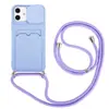 Soporte para Tarjetas de Ventana Deslizante Cordón Funda para Teléfono Adecuado para Apple 16 Pro Max Color Sólido 15 Soporte para Tarjetas 14 Cordón 17 Moderno 7/8