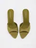 Novedades de Primavera: Sandalias de Tacón Alto con Punta Abierta Color Verde Oliva, de Moda, Elegantes, Sencillas, Versátiles, Tacones Altos Delgados para Mujer, Transfronterizas