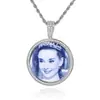 Colgante Redondo de Foto Hip-Hop Europeo y Americano Marco de Foto de Memoria Personalizado con Circonita Micro-pavimentada en el Lateral Collar Joyería Hip-Hop Venta al por Mayor