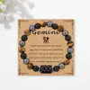 Amazon Venta Caliente Transfronteriza Doce Constelaciones 8MM Ojo de Tigre Ágata Negra Hematita Pulsera para Hombre Pulsera Elástica