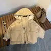 Parka infantil extra grossa com capuz, roupa infantil estilo coreano, casaco infantil de cor sólida espesso, agasalho de inverno quente para bebês e crianças mais velhas